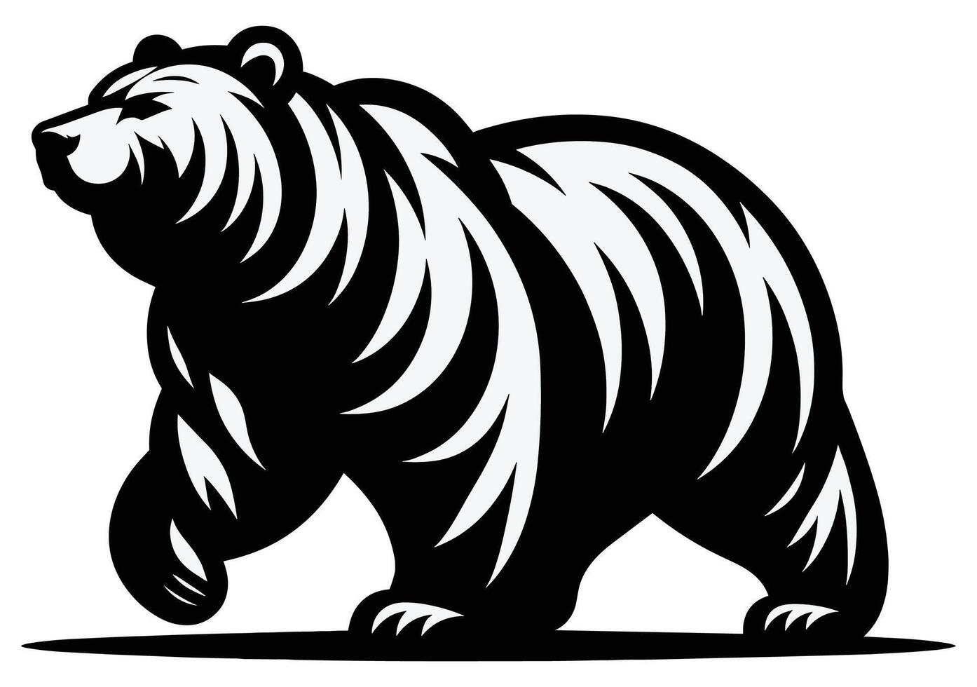 Powerful Angry Bear Illustration in Bold Monochrome Style vector