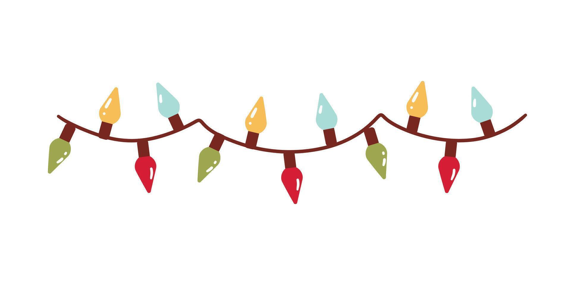 Graphic for Christmas Cards, Banners, Poster, Web Christmas Lights Isolated on white Background. Festive Colorful Christmas Lights String Decoration. vector