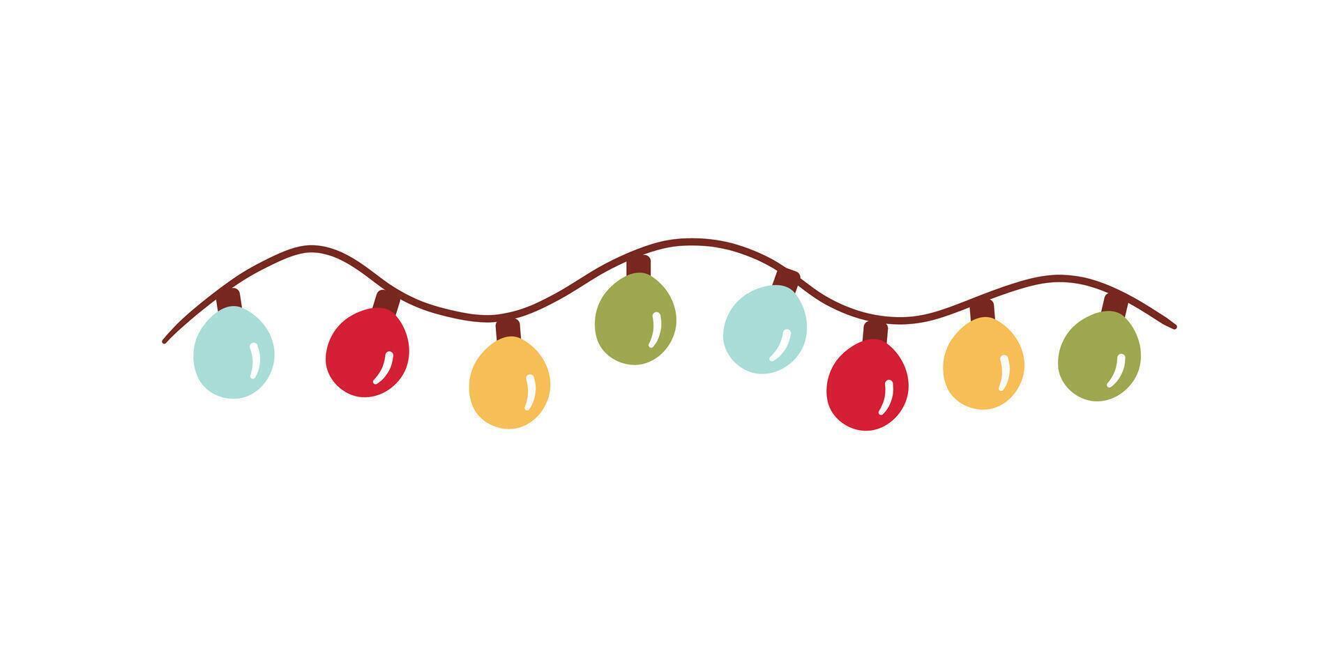 Festive Colorful Christmas Lights String Decoration. Christmas Lights Isolated on white Background. Graphic for Christmas Cards, Banners, Poster, Web vector