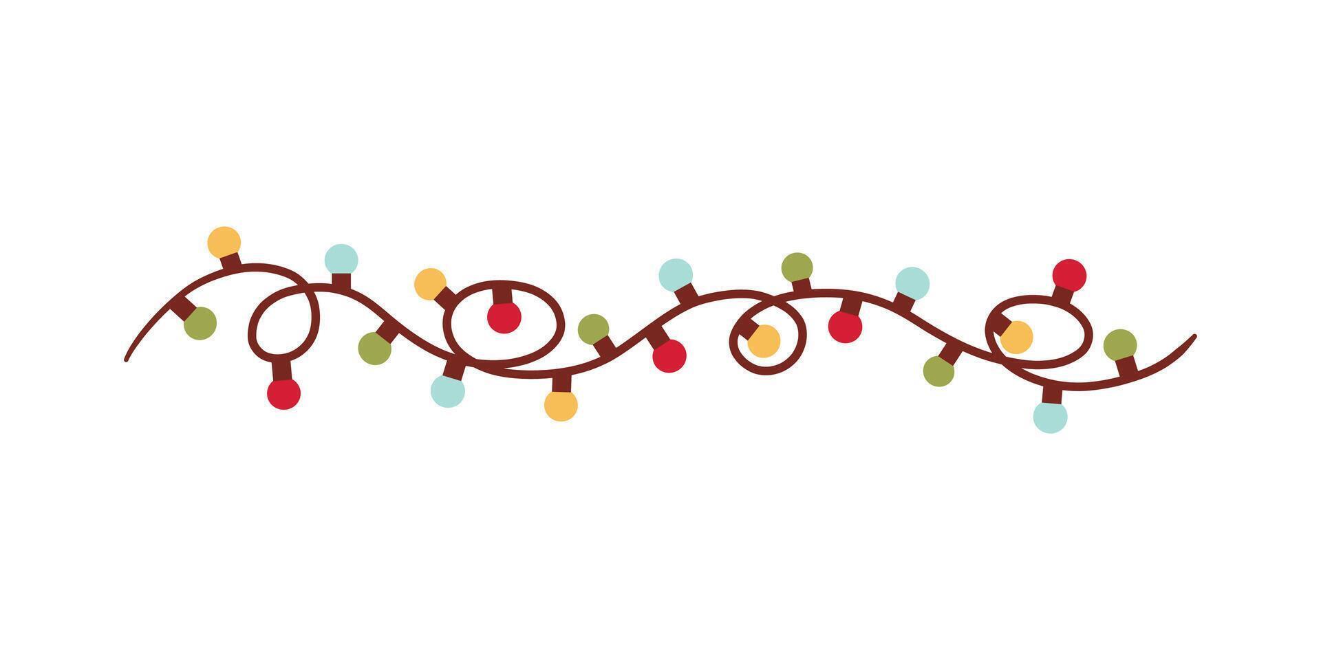 Christmas Lights Isolated on white Background. Festive Colorful Christmas Lights String Decoration. Graphic for Christmas Cards, Banners, Poster, Web vector