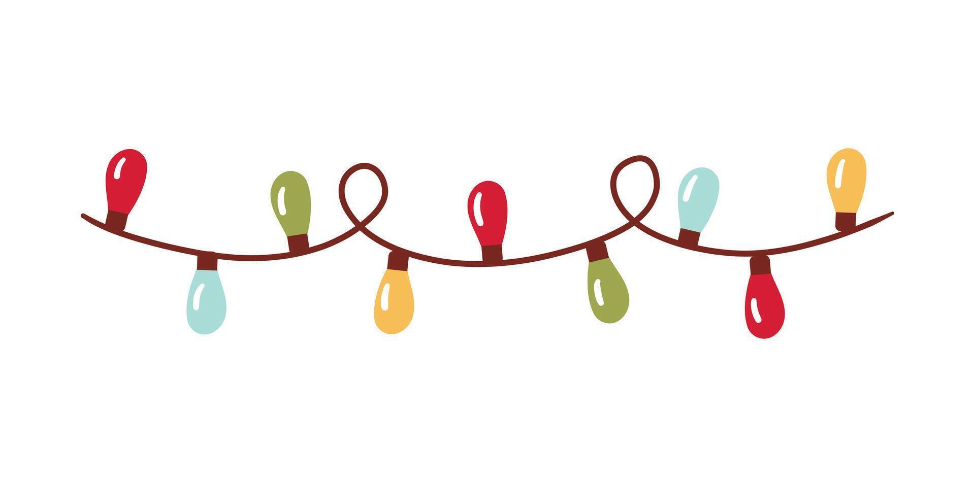Holidays Lights Isolated on white Background. Festive Colorful Christmas Lights String Decoration. Graphic for Christmas Cards, Banners, Poster, Web vector