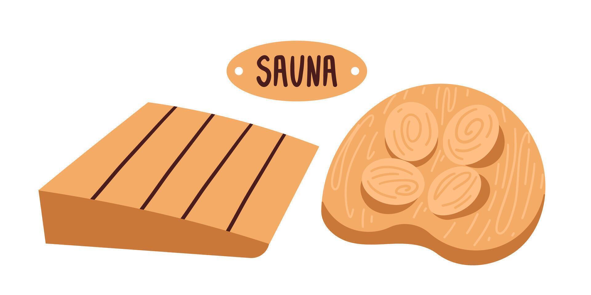 Sauna equipment silhouette icons set. Isolated on white sign kit of bathhouse. Spa cedar headrest collection includes wood sauna tools . Simple contour symbol. Sauna attributes icon shape vector
