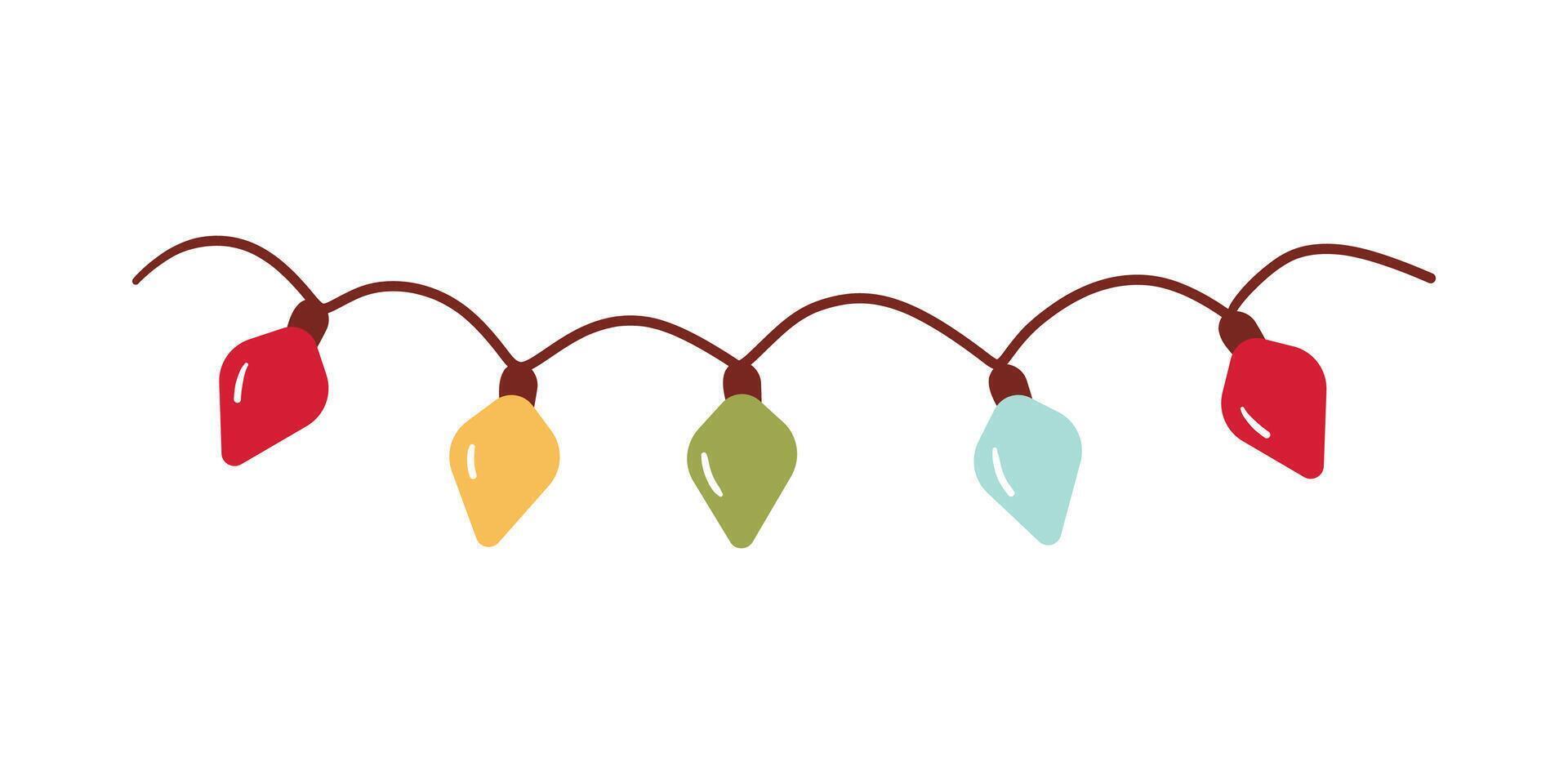 Illustration , Christmas Lights Isolated on white Background. Festive Colorful Christmas Lights String Decoration. Graphic for Christmas Cards, Banners, Poster, Web vector