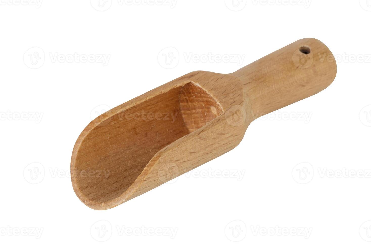 Wooden scoop isolated on white background photo