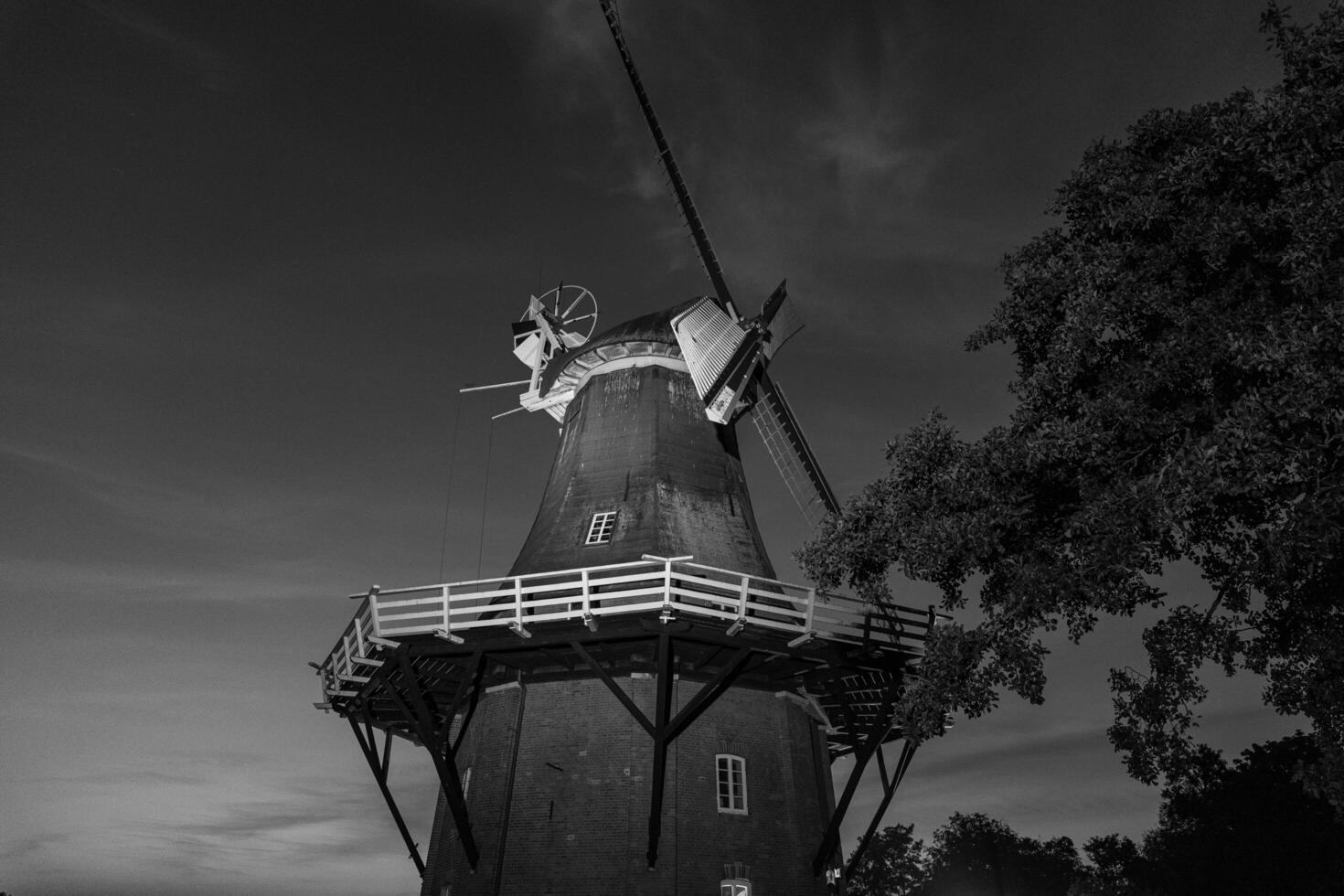 windmill in Greetsiel at night photo