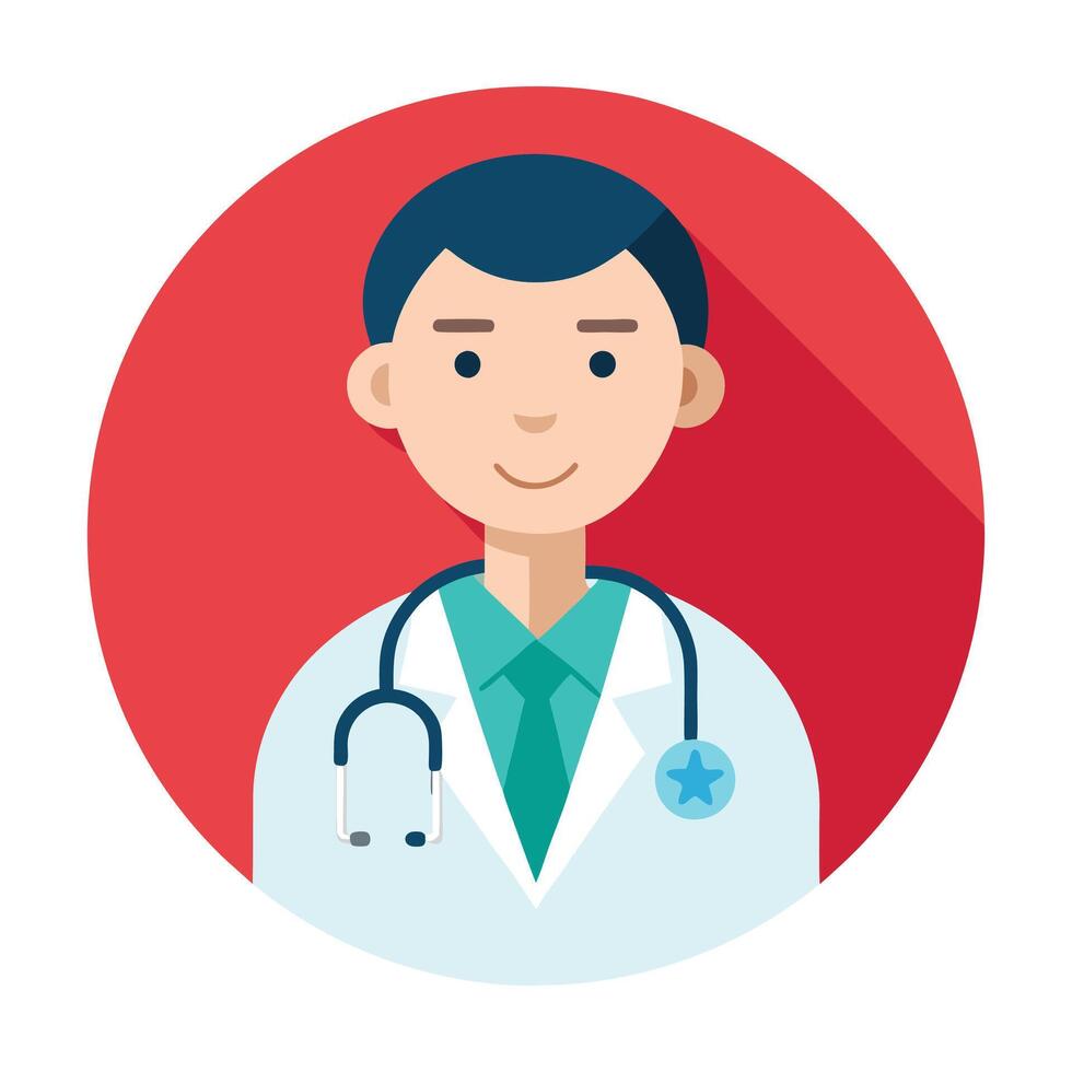 Doctor flat icon with long shadow illustration vector