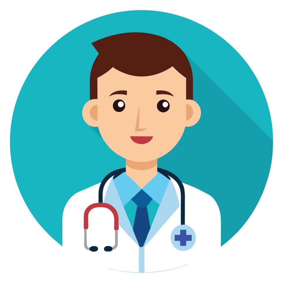 Doctor flat icon with long shadow vector