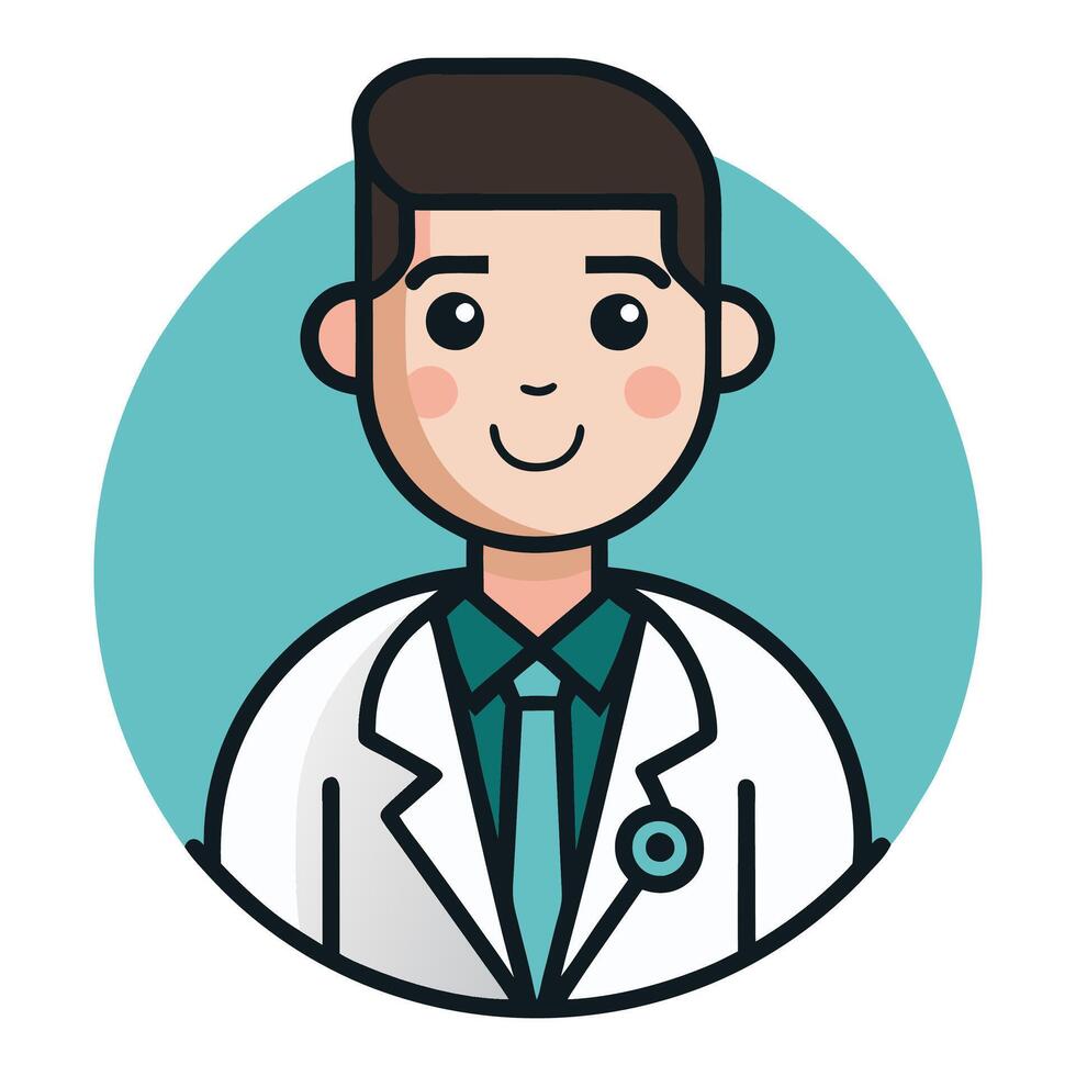 Doctor icon in a circle with a blue background vector