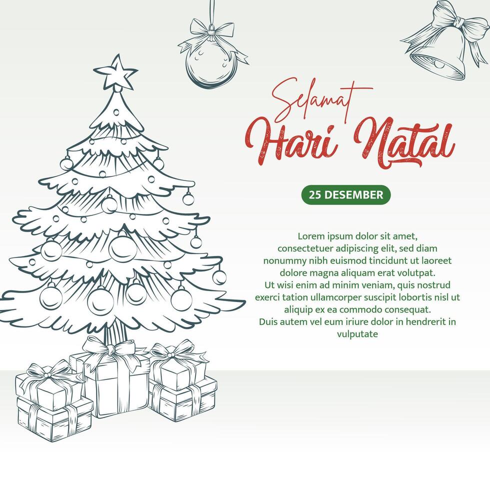 Merry Christmas Greeting Card Social Media Post vector