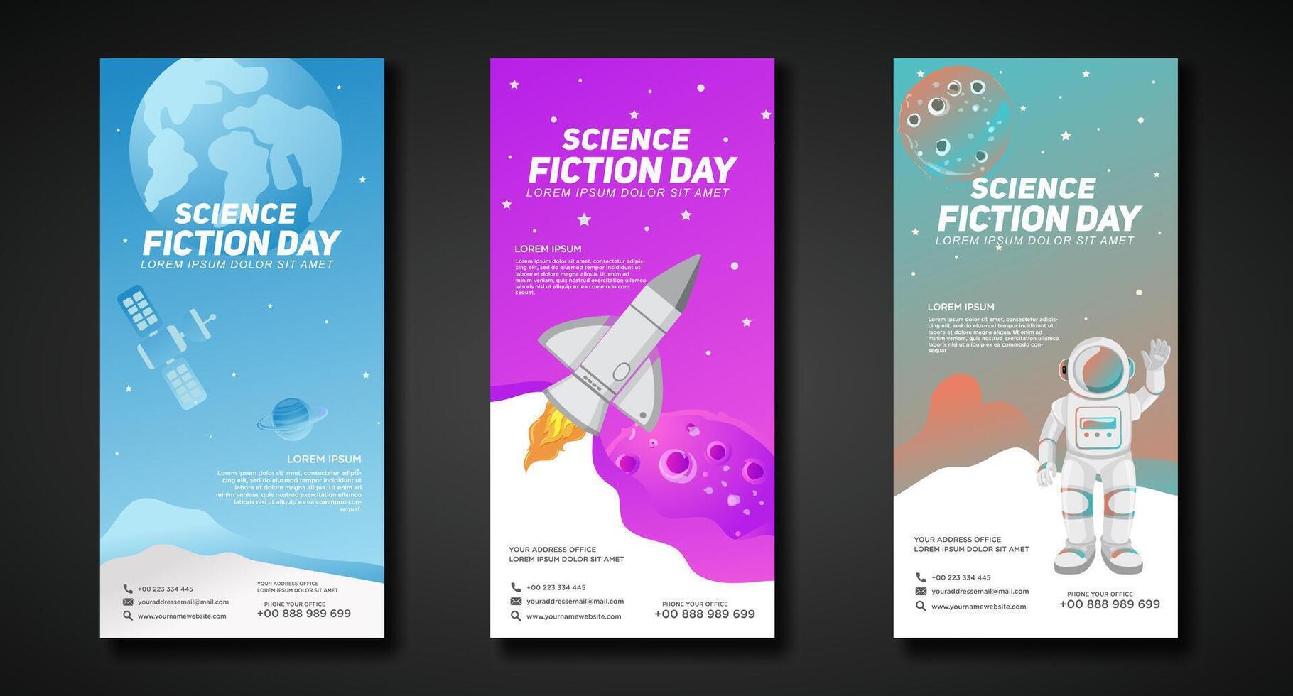 Set banners design template for National Science Fiction Day vector