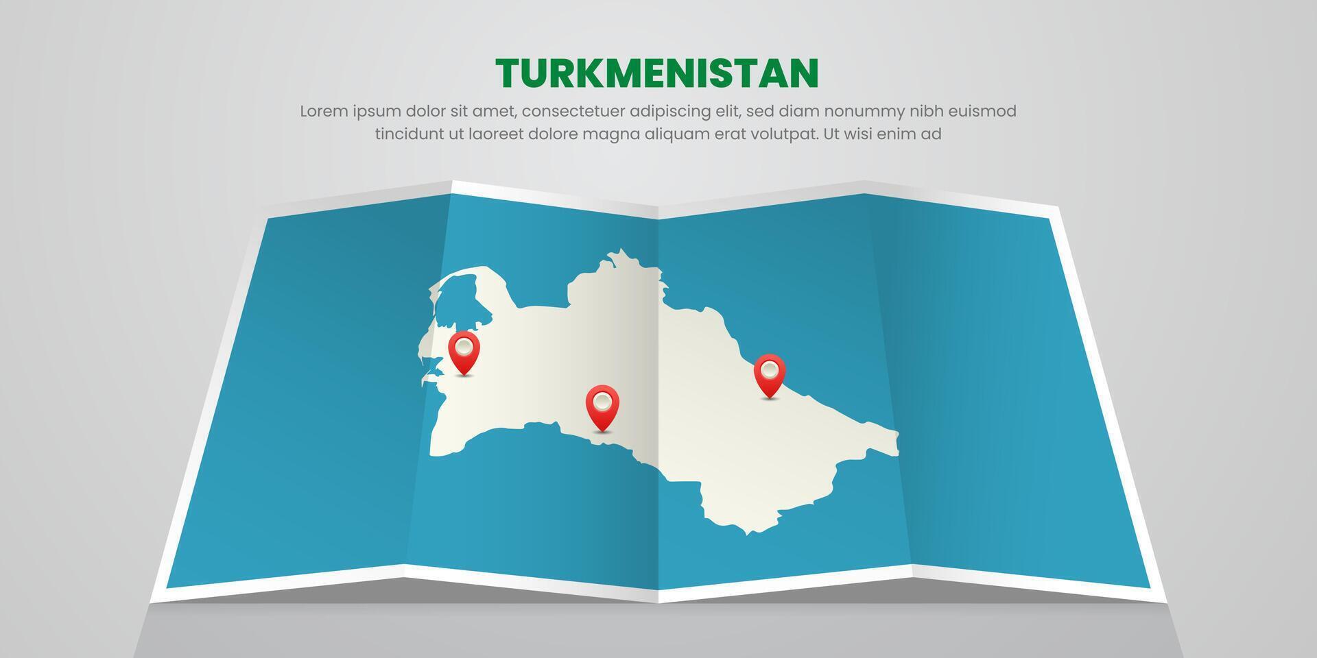 turkmenistan map travel with pin tag location design Illustration vector
