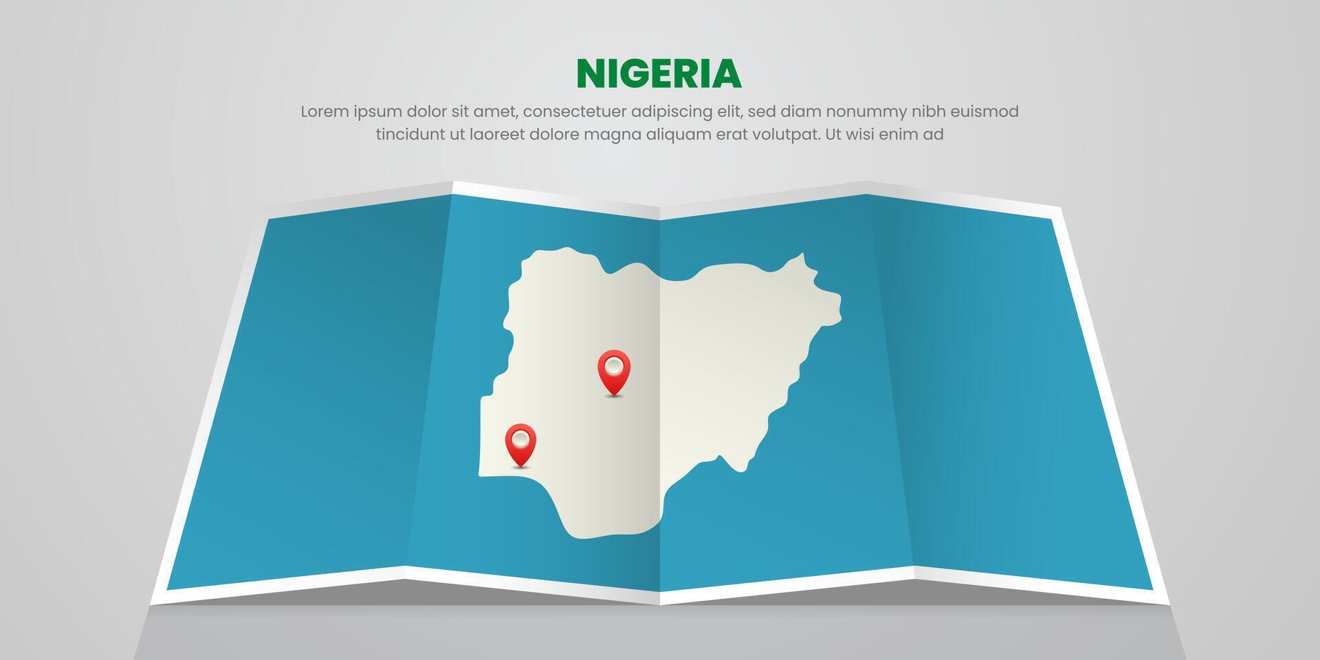 nigeria map travel with pin tag location design Illustration vector