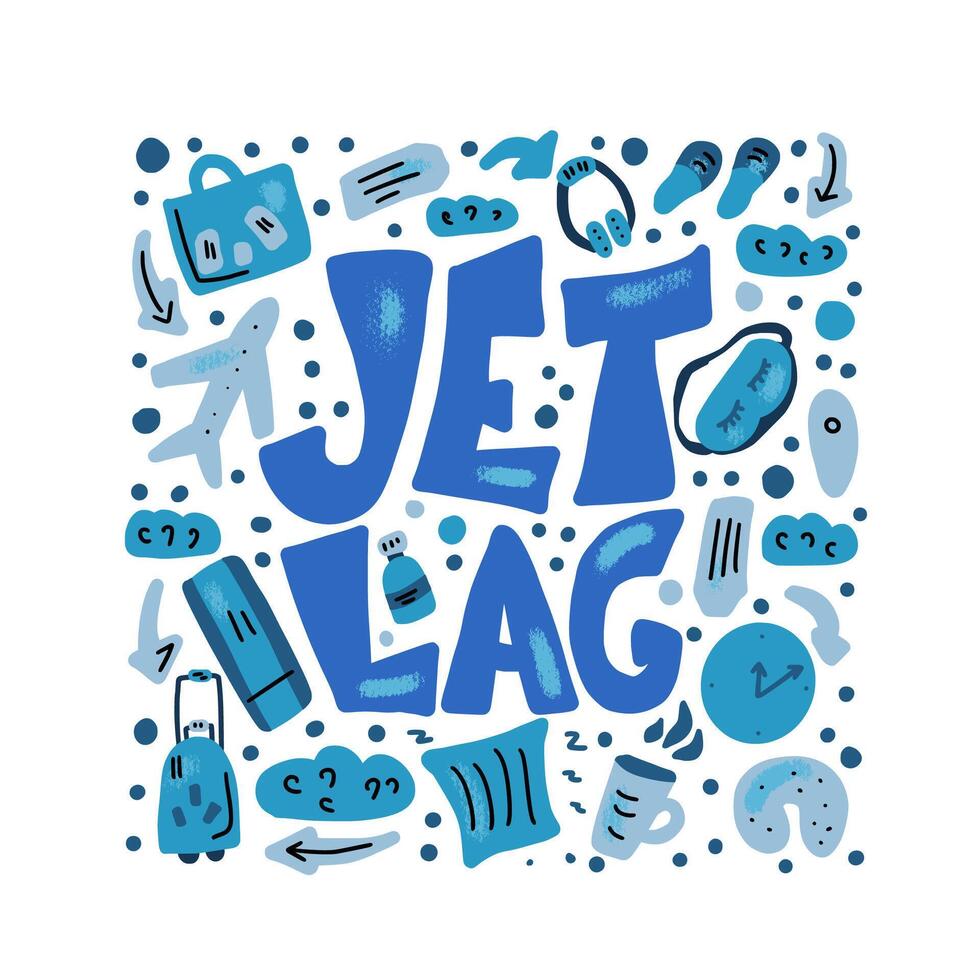 Jet lag quote. concept illustration. vector