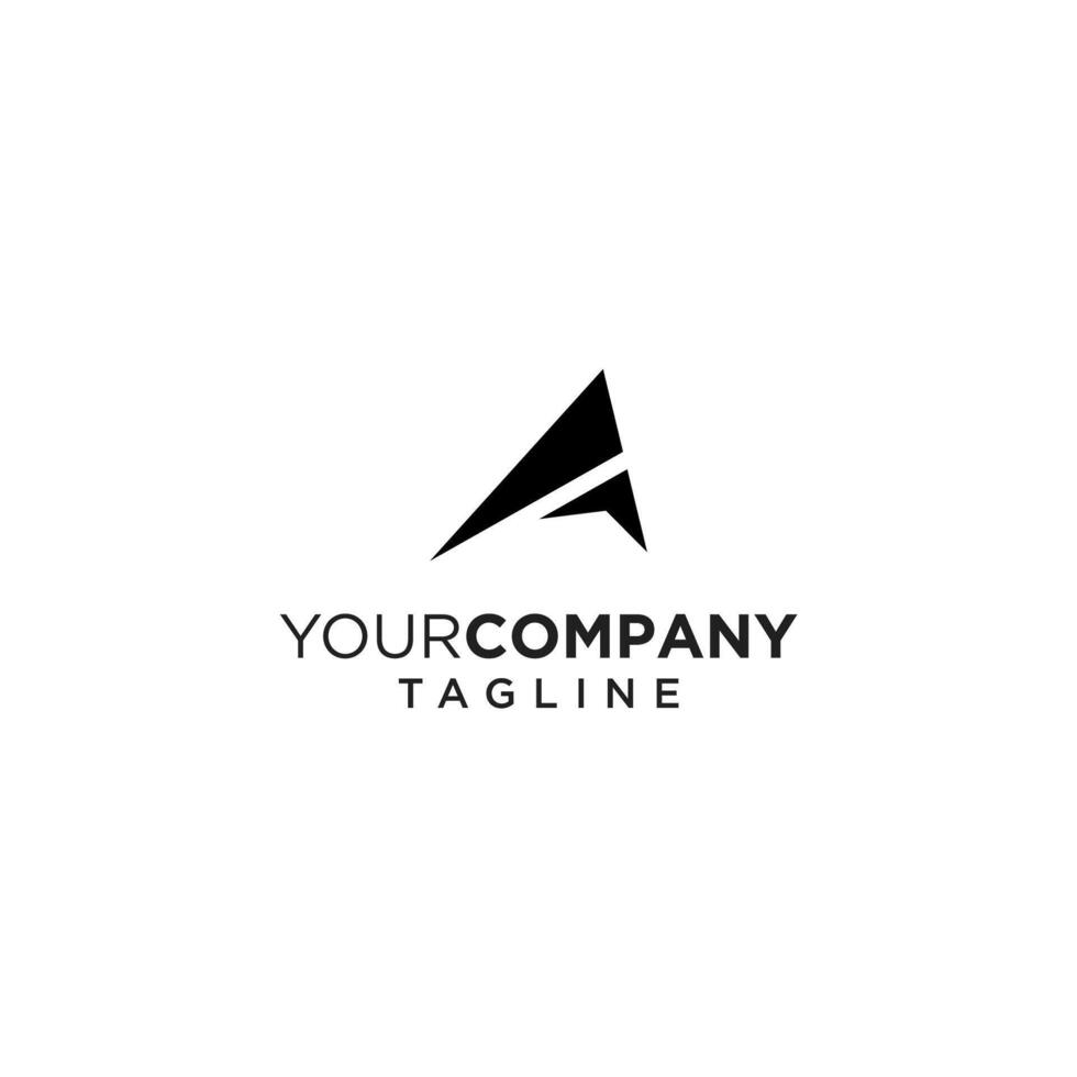 A black and white logo with an arrow vector