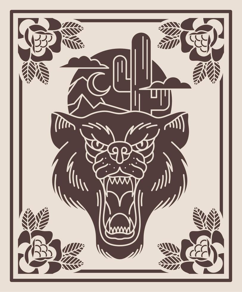 Neo traditional pattern tattoo style vector