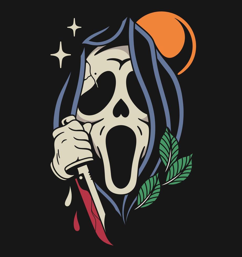 Ghost face illustrtion vector