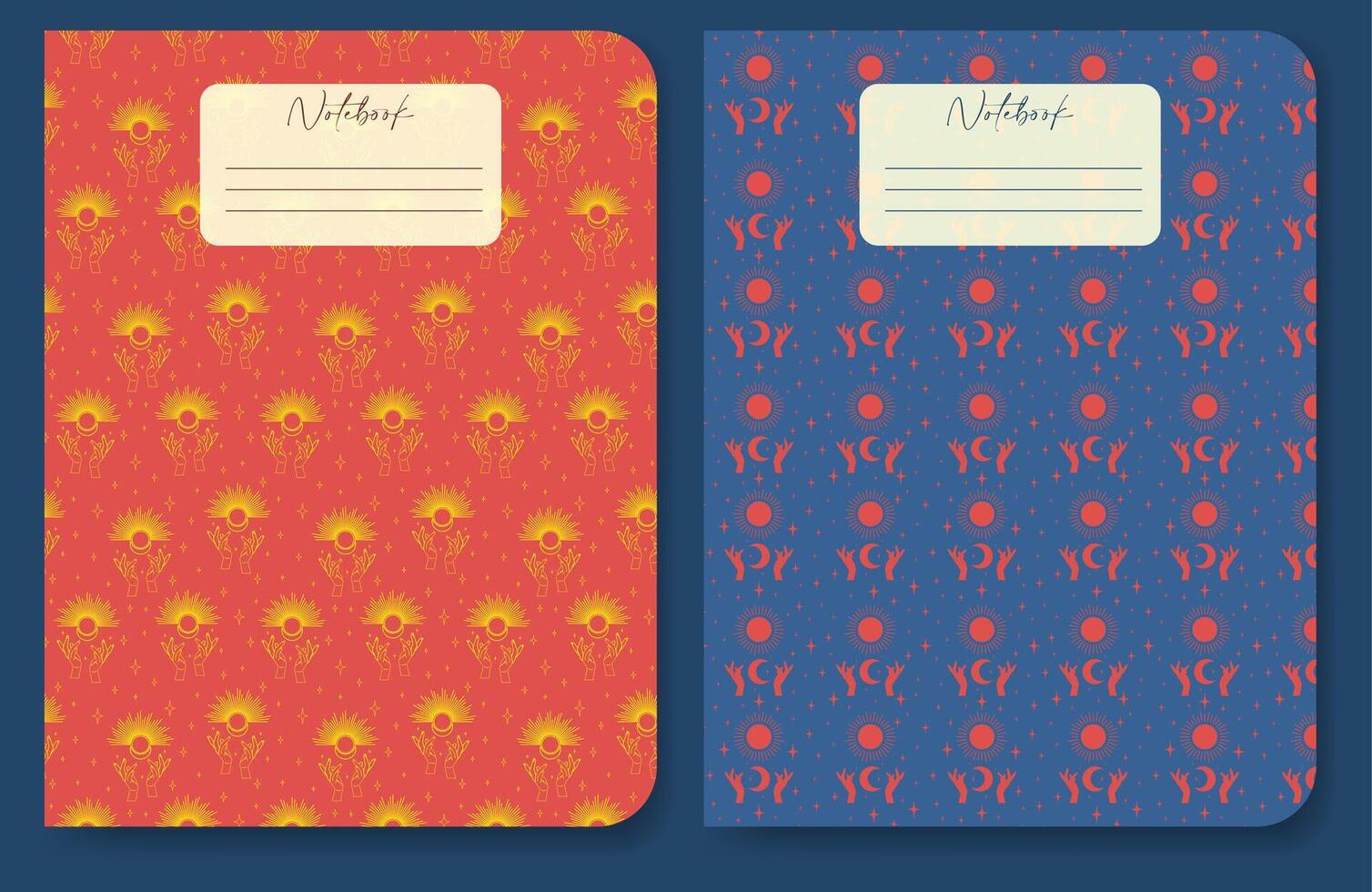 Childish school notebook cover design template. Diary cover page design Halloween illustration vector
