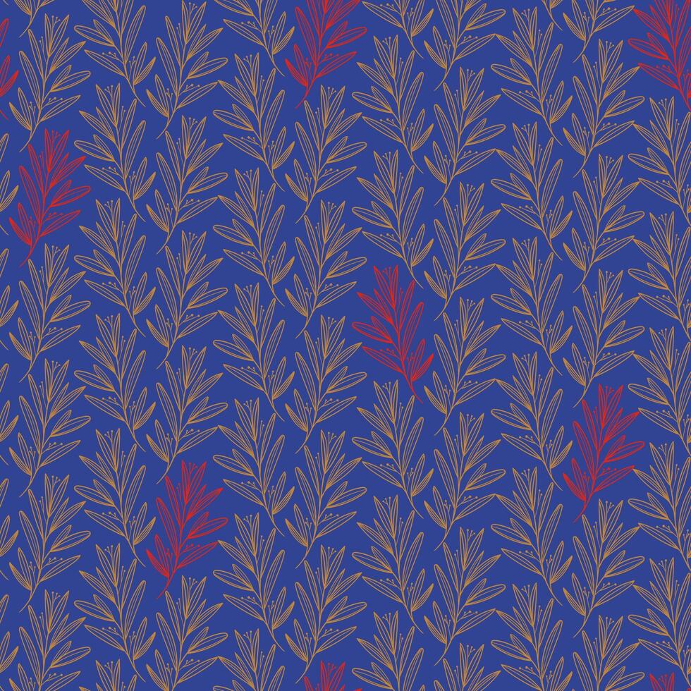 Christmas seamless pattern with wild plants. Autumnal plants, holy tree leaves vector