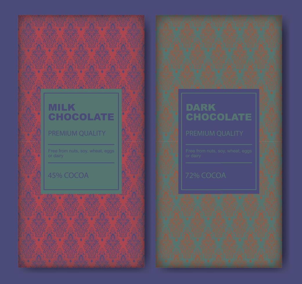 Organic dark and milk chocolate bar design. Modern typography background layout vector