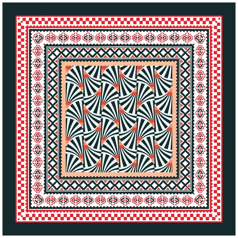 Traditional Indian Motif Print Placement with Border. vector