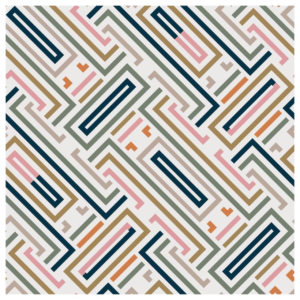 Abstract Geometric Background Seamless Print Pattern, Line Art with Multicolor Combination. vector