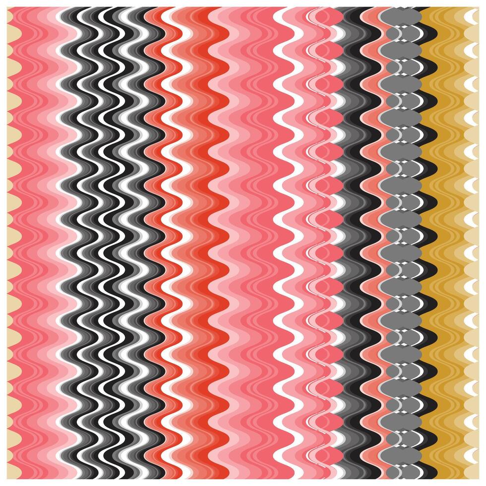 Abstract Zig Zag Line Art Print Pattern with Colorful Stripes. vector
