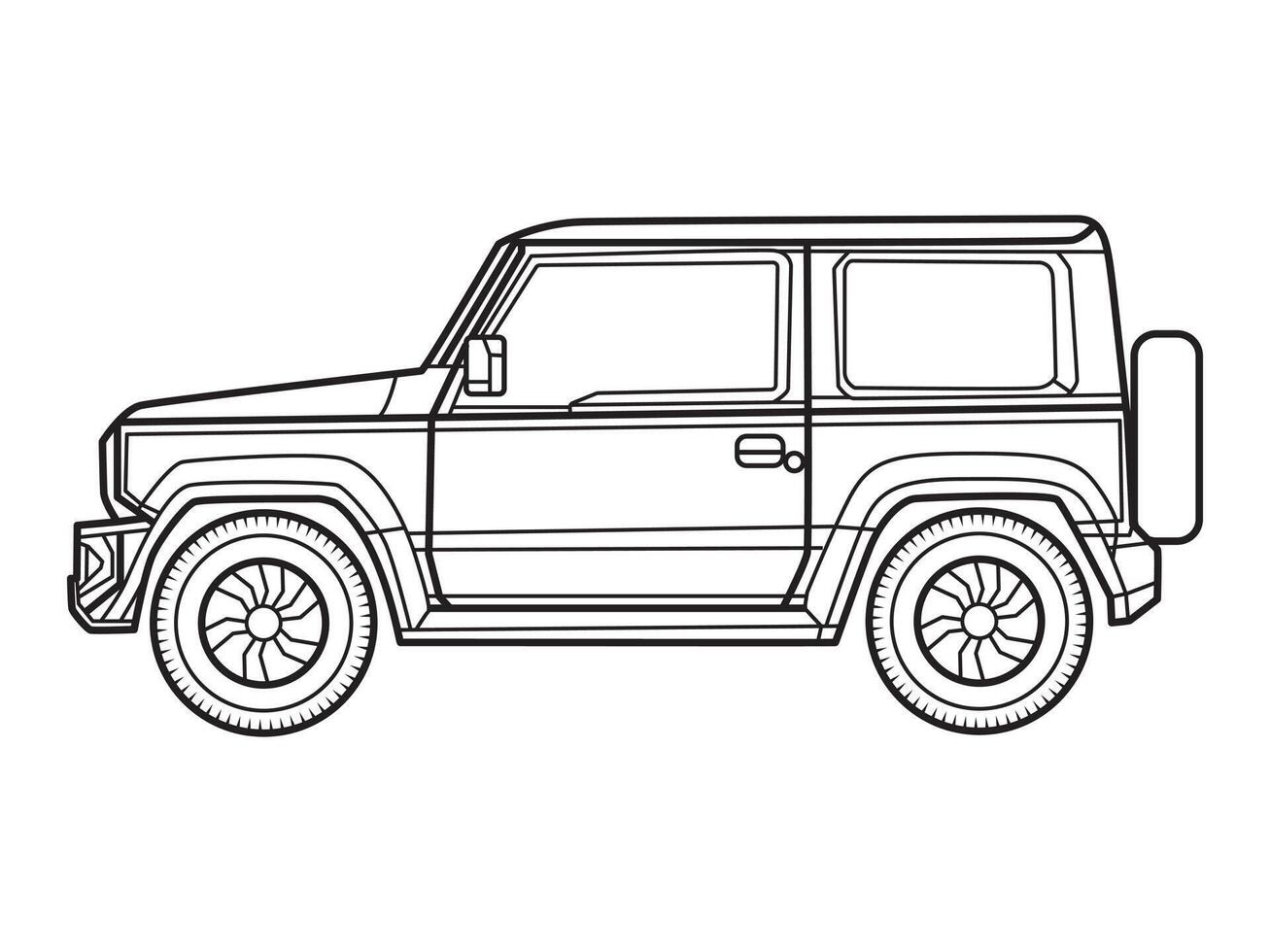 Illustration line art of SUV off road car vector
