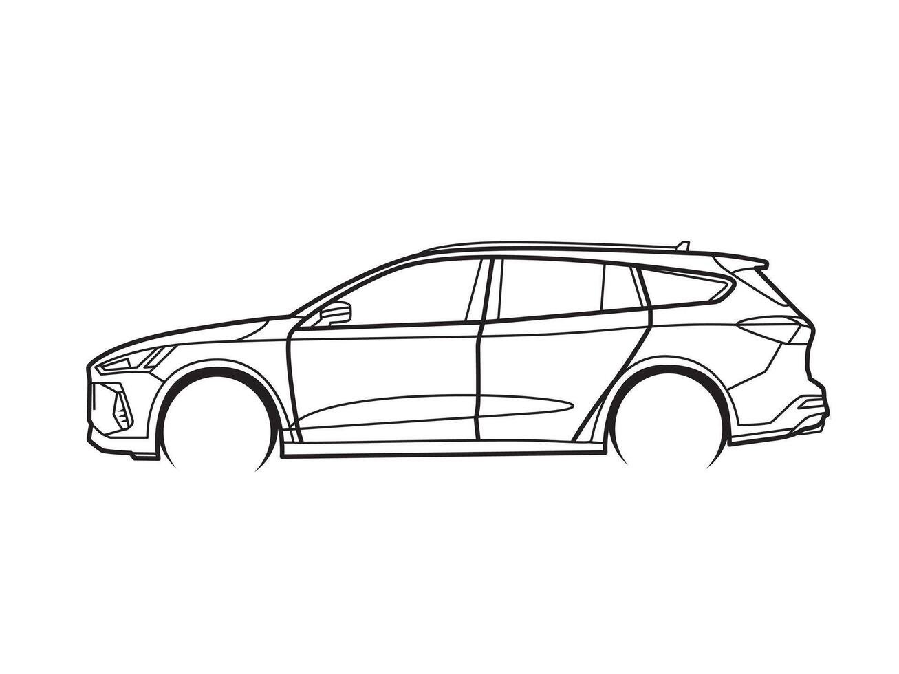 Car line art illustration coloring book vector