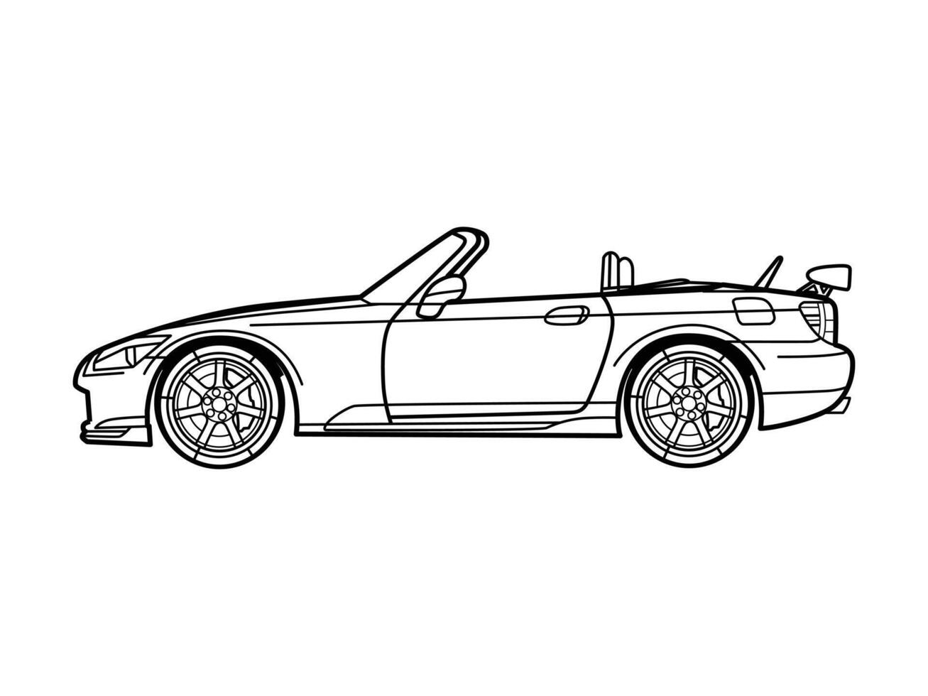 Classic sports car Silhouette line art vector