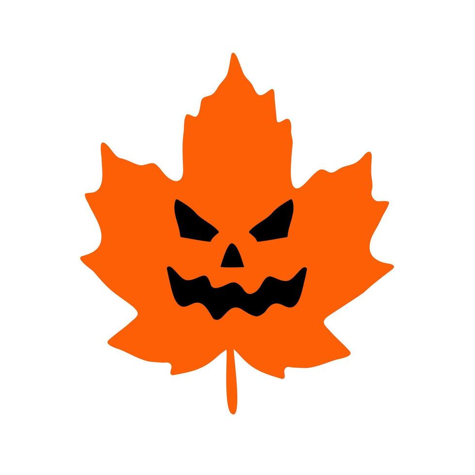 jack o lantern on a maple leaf. Halloween greeting card with a maple leaf. vector