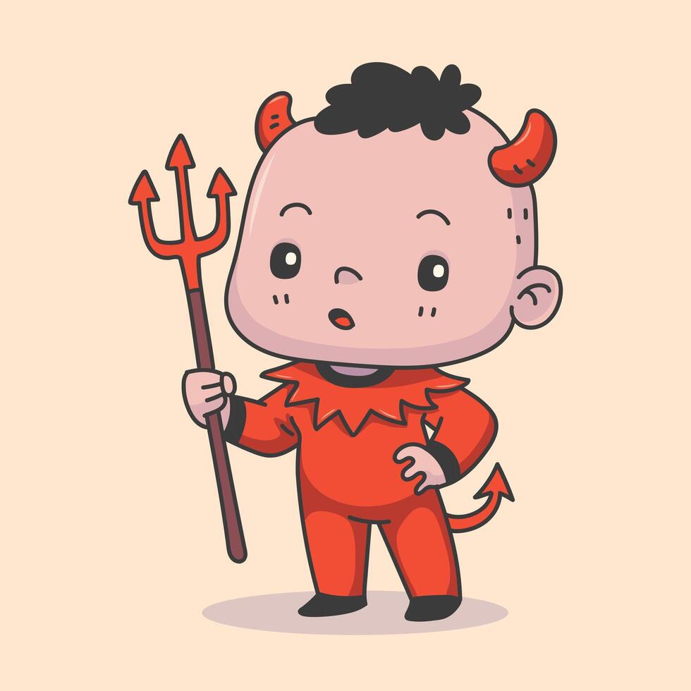 Cute Devil in Cartoon Style vector
