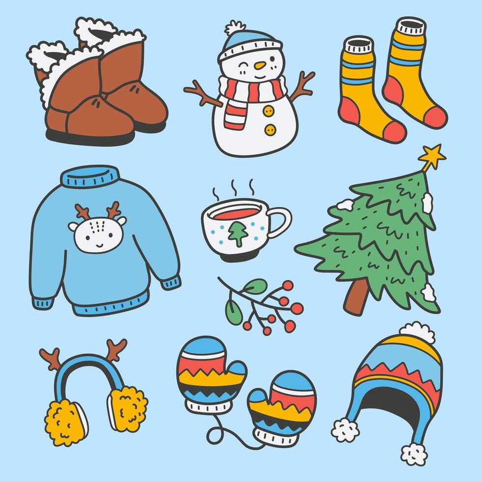 Winter element collection vector