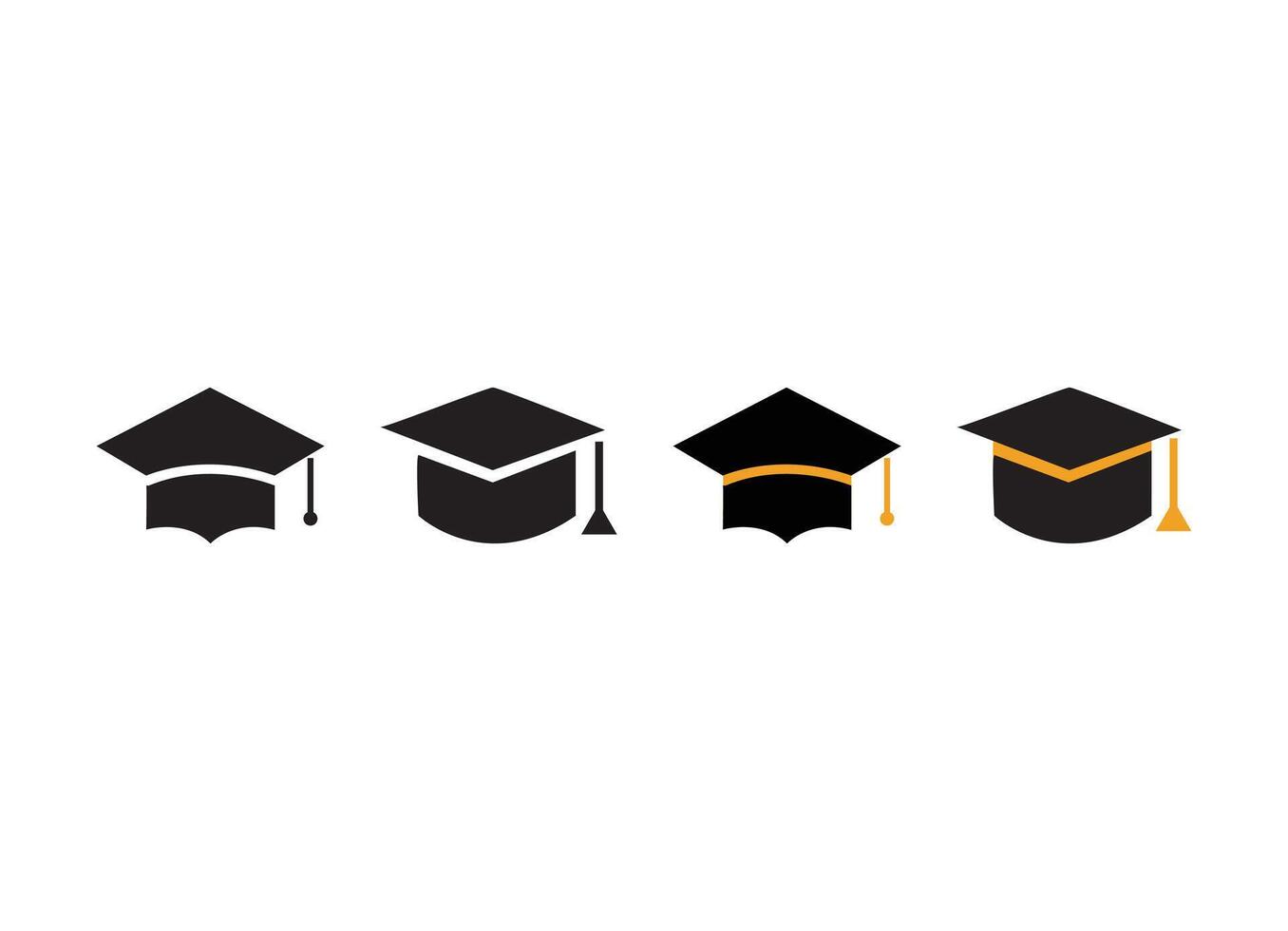 set of Graduation cap icon set. different styles of graduation hat cap Illustration vector