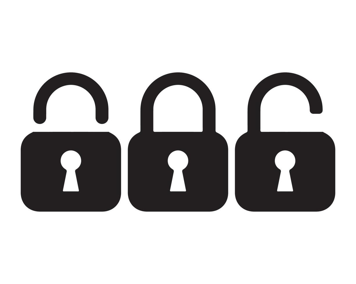 Lock icons set. Locked and unlocked privacy lock symbol set illustration.Lock icon collection. vector