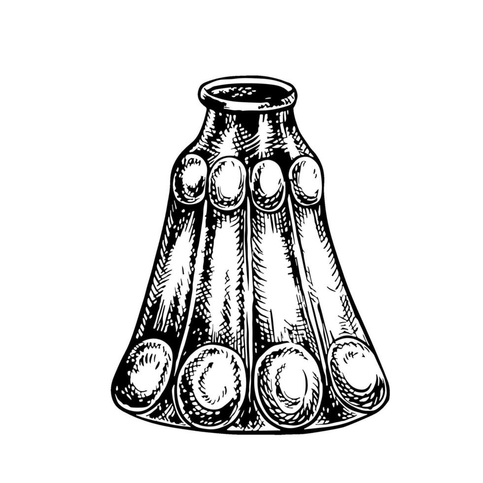 The inkwell is vintage. black and white graphics. Hand-drawn illustration on a white background. An element of the design of postcards, flyers, posters. For stickers, banners and more. vector