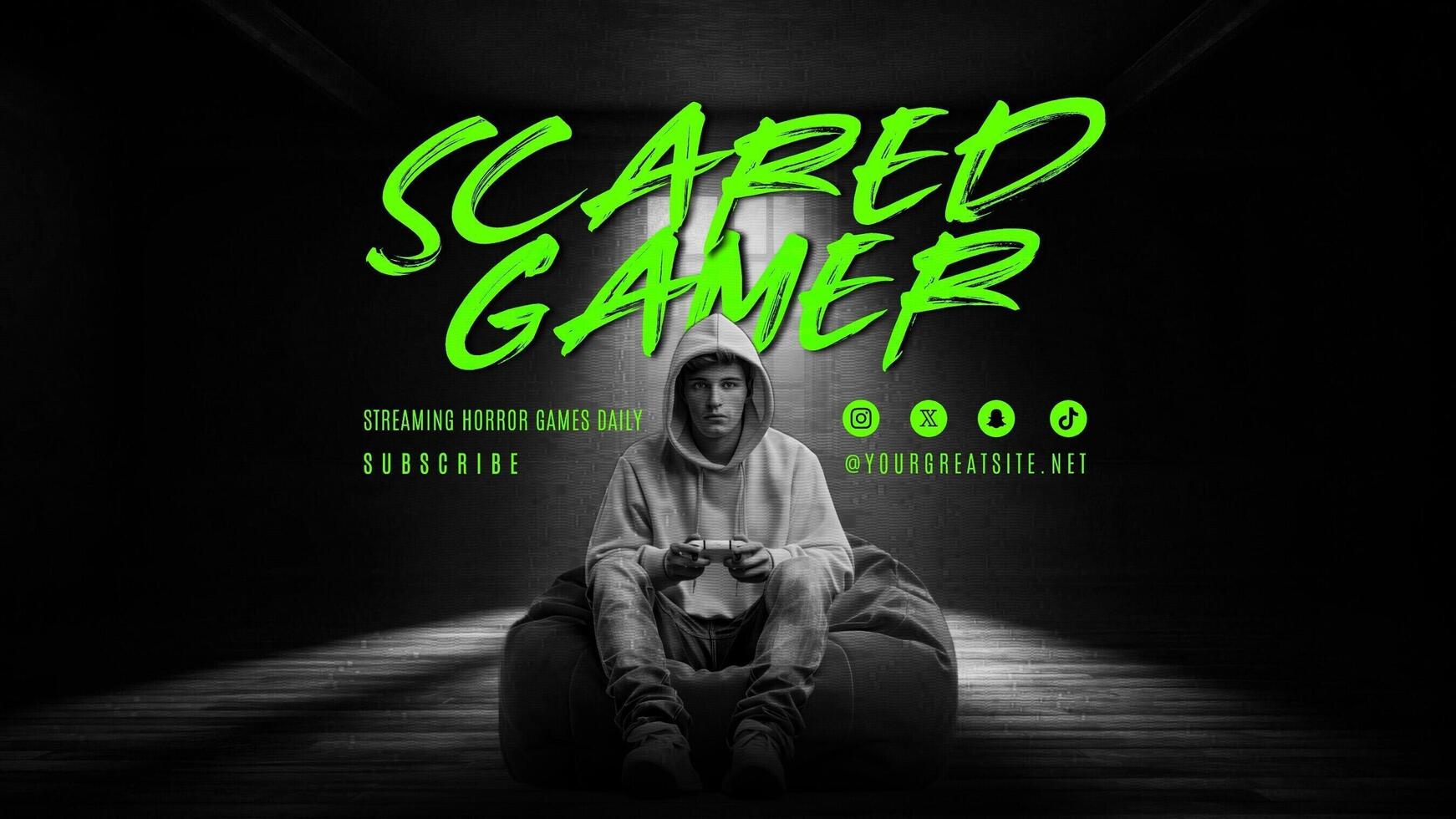Minimalist Youtube Horror Game Streamer Banner template