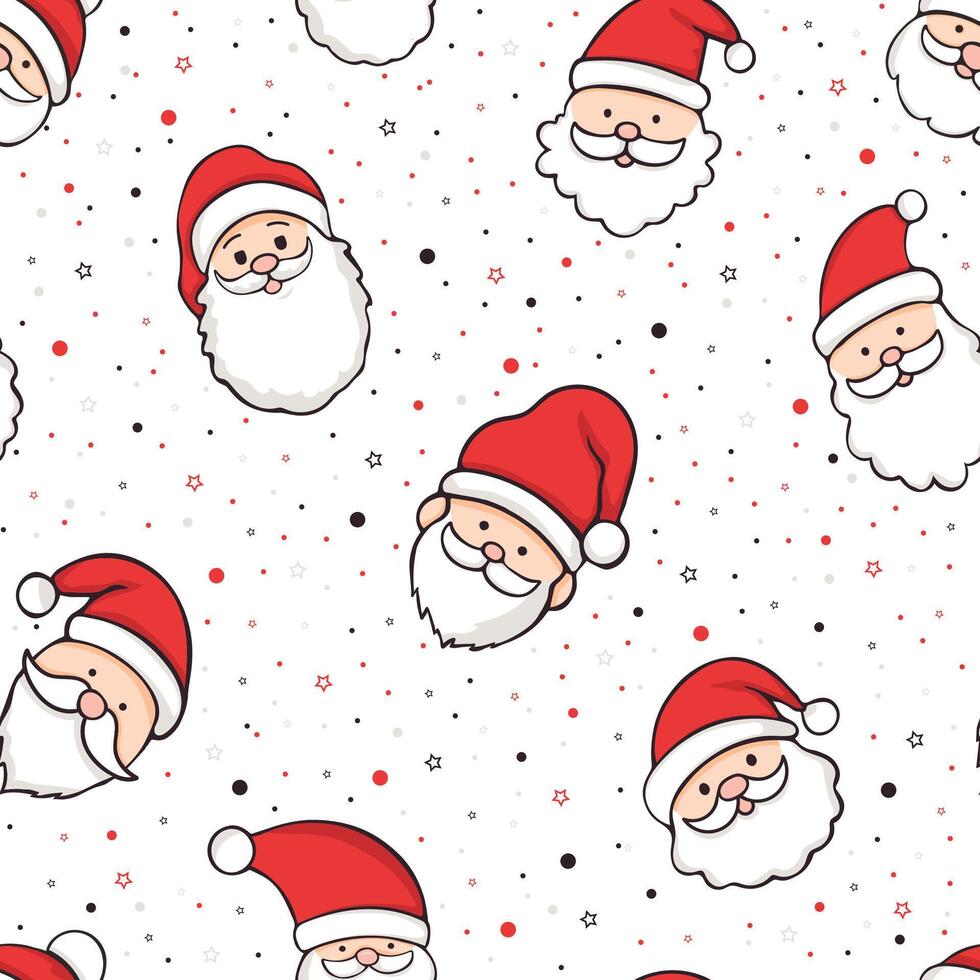 Seamless pattern with Santa Clauses. Christmas endless background for wallpapers, wrapping, nursery, textile, decoration. vector