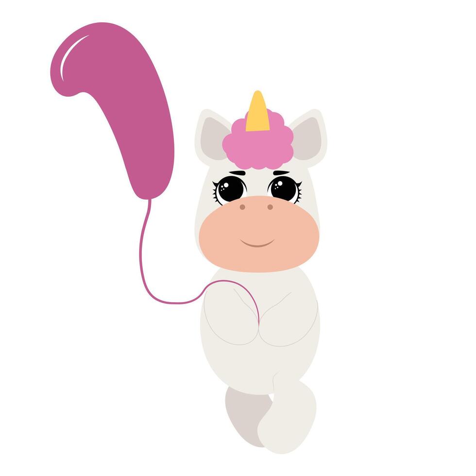 Birthday party invitation with baby unicorn vector