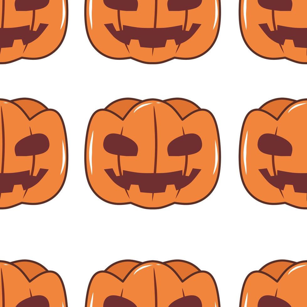 Seamless Halloween pumpkin pattern on white background. vector