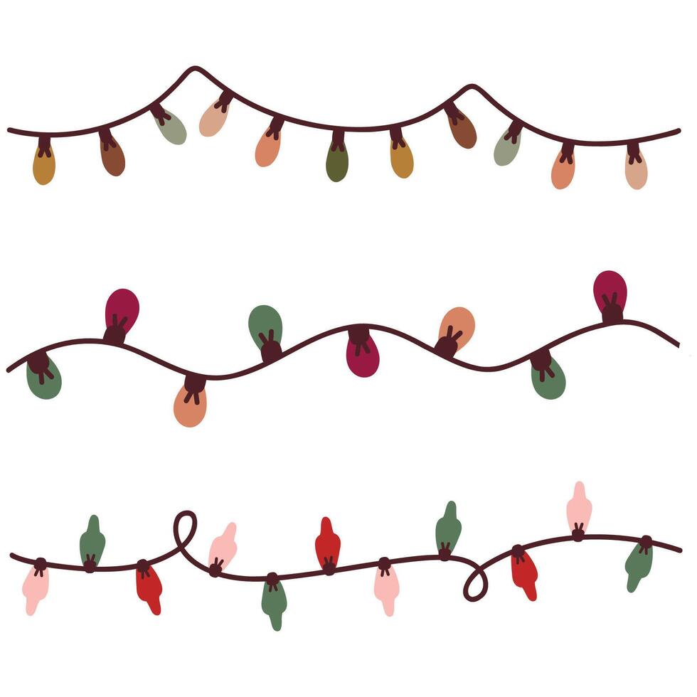 New Year's grounding hues garland. Christmas garland. Festive lighting. Drawing of a festive colorful garland. New Year's decor for banners, wallpapers, postcards, packaging. vector