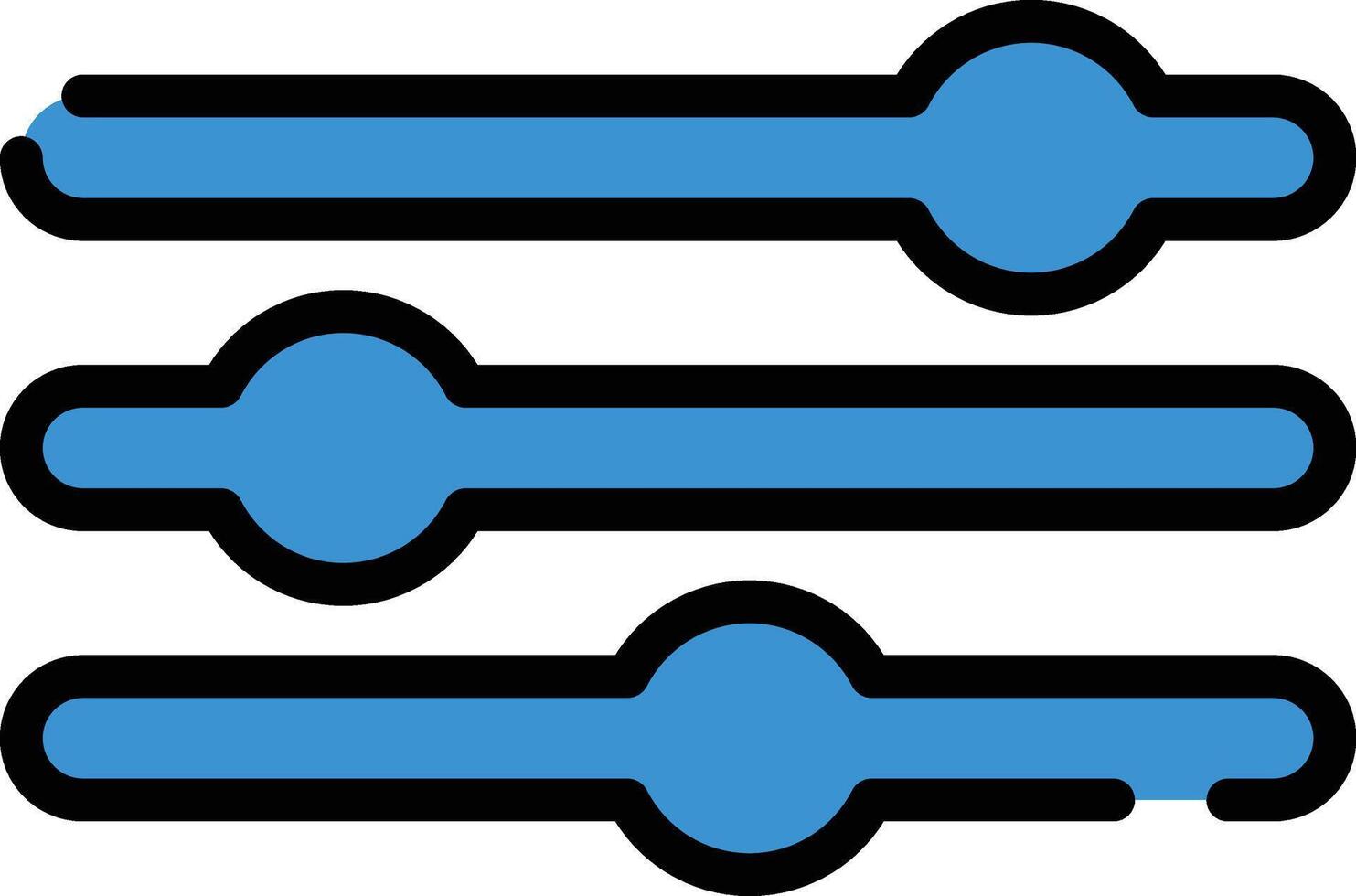 Three Lines with Dot Filter Blue Icon with Black Outline Isolated on White Background vector