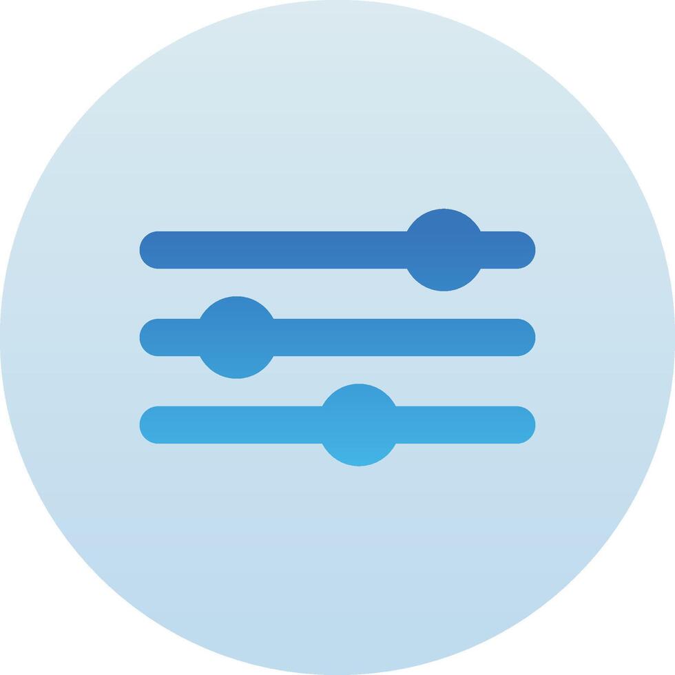 Three Lines with Dot Filter Circle Icon with Blue Gradient Isolated on White Background vector