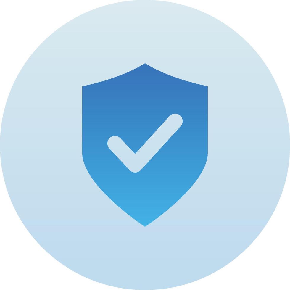 Shield Safe Circle Icon with Blue Gradient Isolated on White Background vector