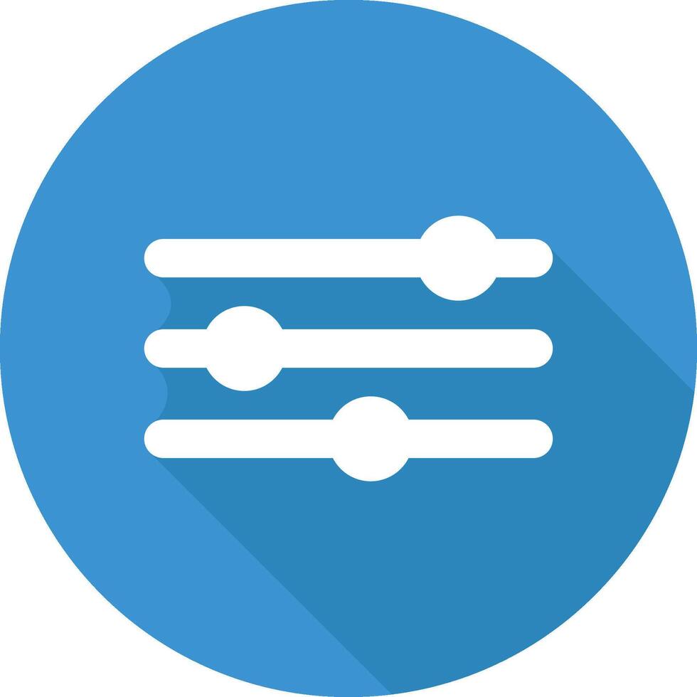 Three Lines with Dot Filter Blue Circle Icon with Blue Shadow Isolated on White Background vector
