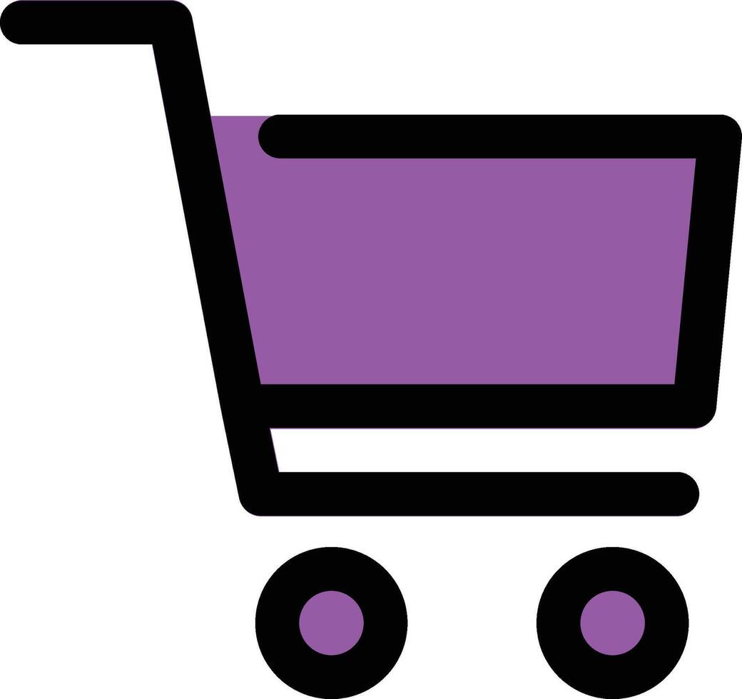 Shopping Cart Purple Icon with Black Outline Isolated on White Background vector