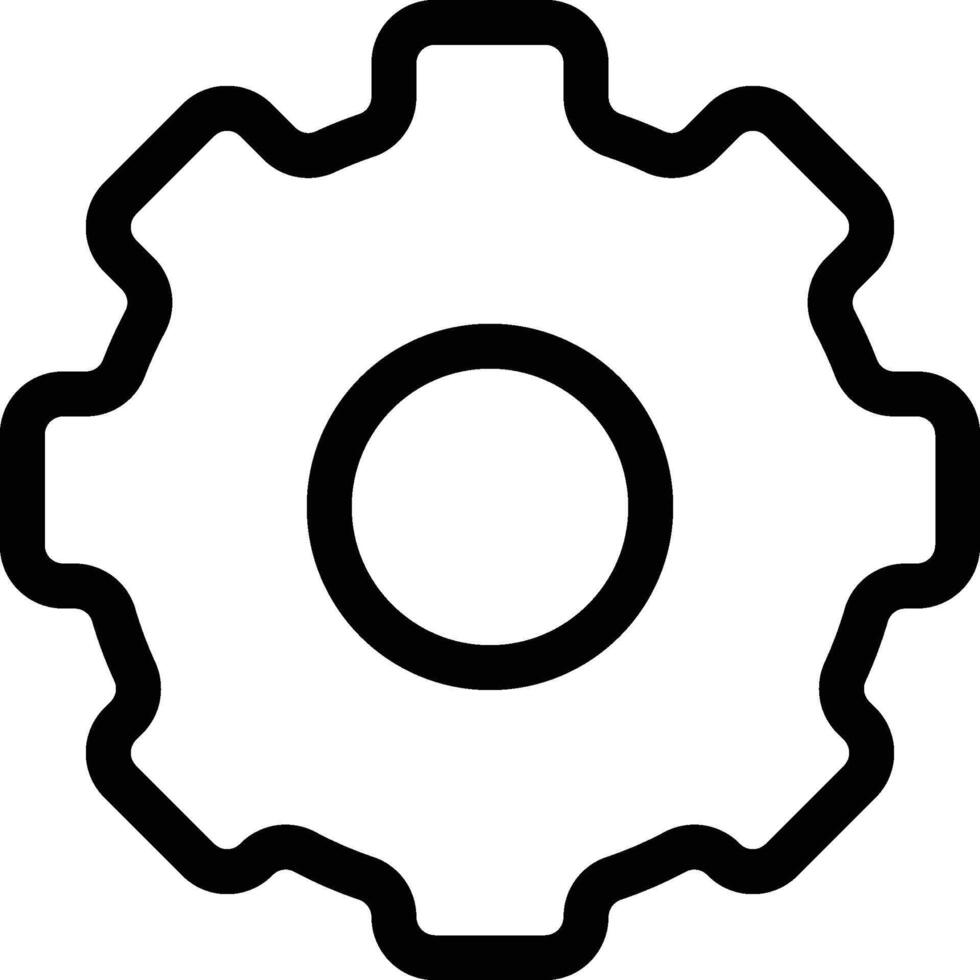 Settings Gear Black Outline Icon Isolated on White Background vector