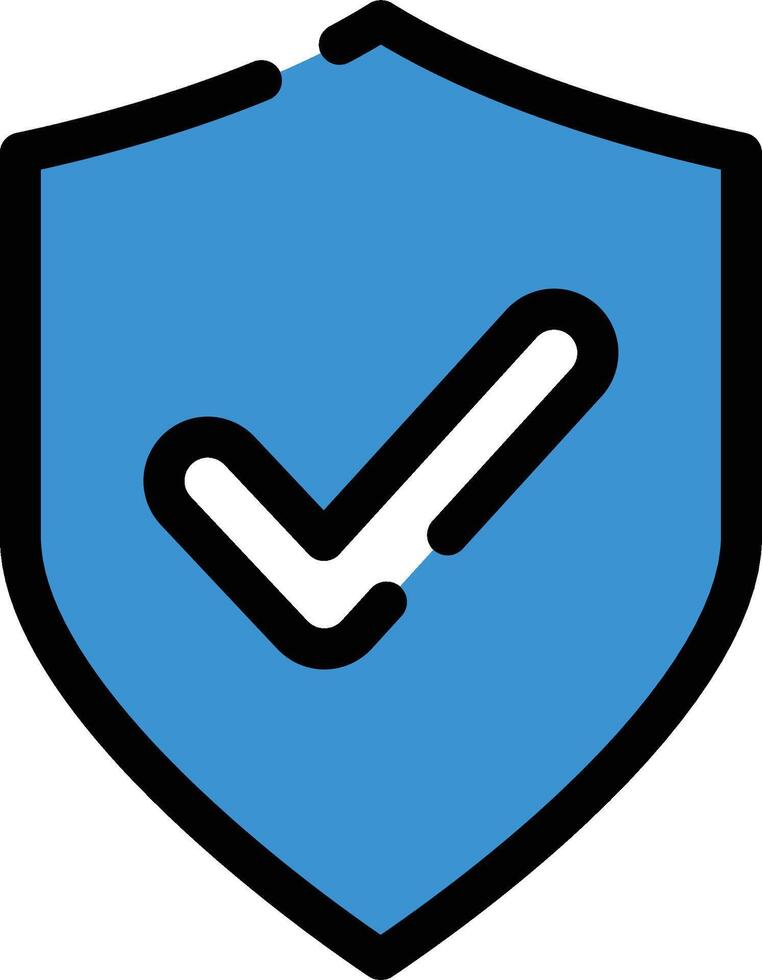 Shield Safe Blue Icon with Black Outline Isolated on White Background vector