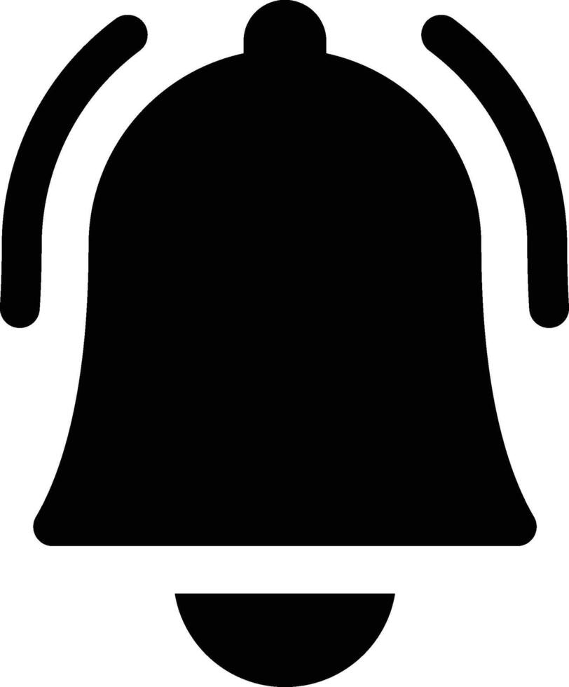 Notification Bell Ringing Black FIlled Icon Isolated on White Background vector