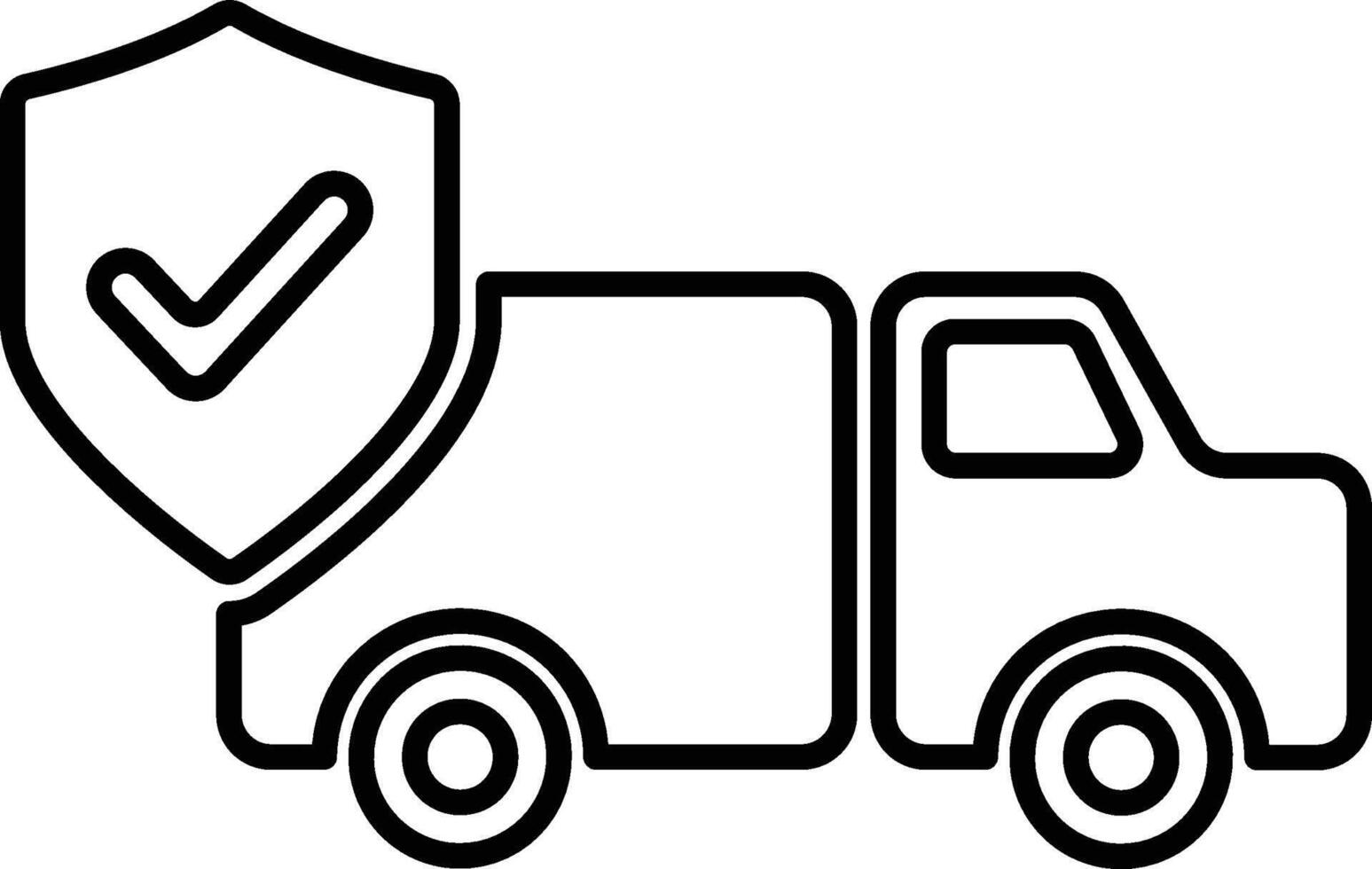 Truck Delivery Safe Black Outline Icon Isolated on White Background vector