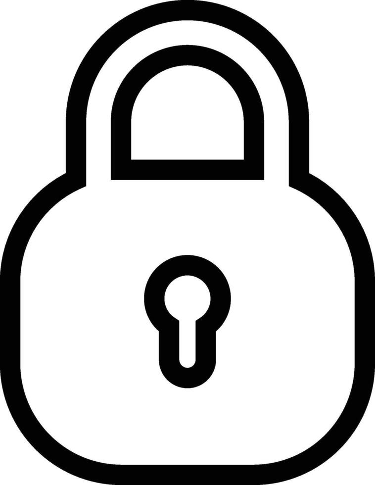 Secured Padlock Rounded Black Outline Icon Isolated on White Background vector